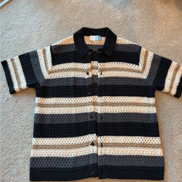 Kith Black and Cream Striped Cardigan